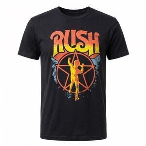 Rush Starman 2112 Graphic T-Shirt Mens Black Rock Band Tee Short Sleeve